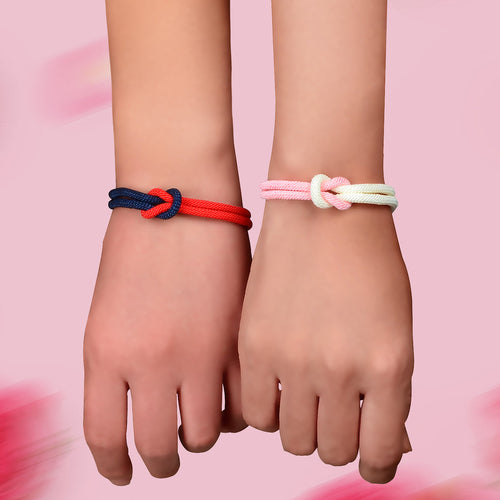 2pcs Valentine's Handmade Knotted Rope Bracelet Matching Couple Best