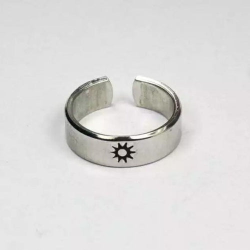 Adjustable Silver Plated Couple Moon and Sun Promise Ring Set
